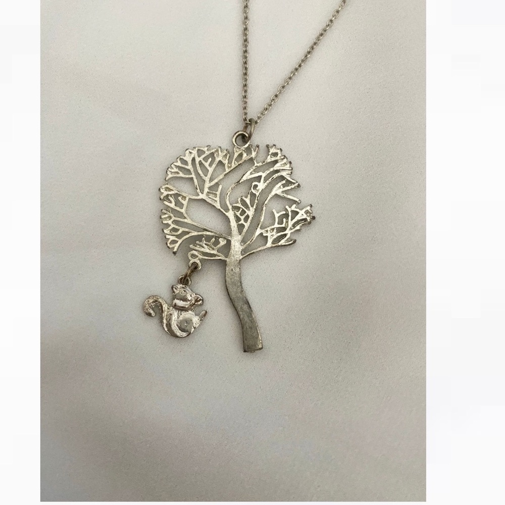 Squirrel and Tree Long Necklace